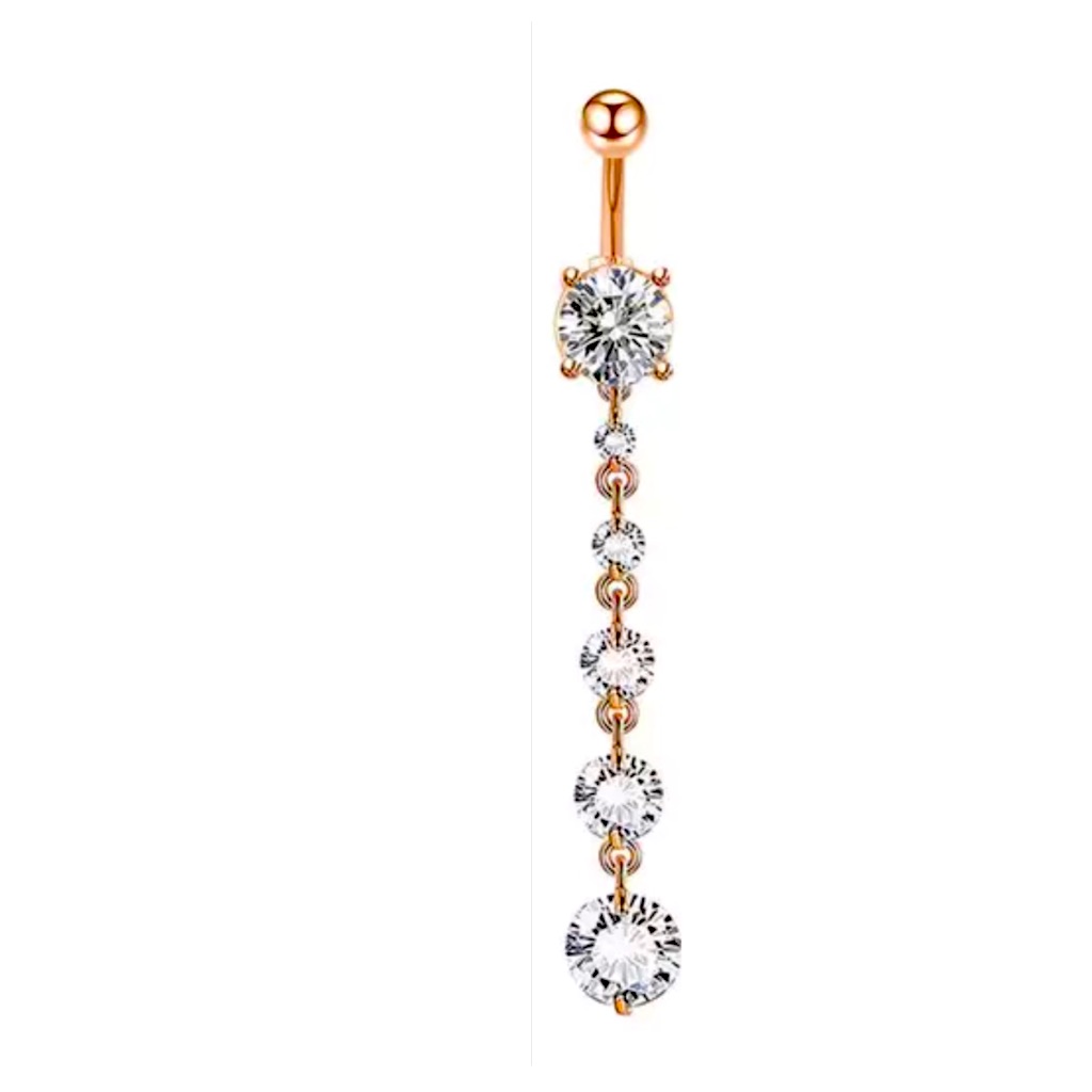 14k Rose Gold Plated Diamond Belly Button
